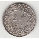 1936 - Svizzera Argento 2 Francs Silver Switzerland Standing Helvetia